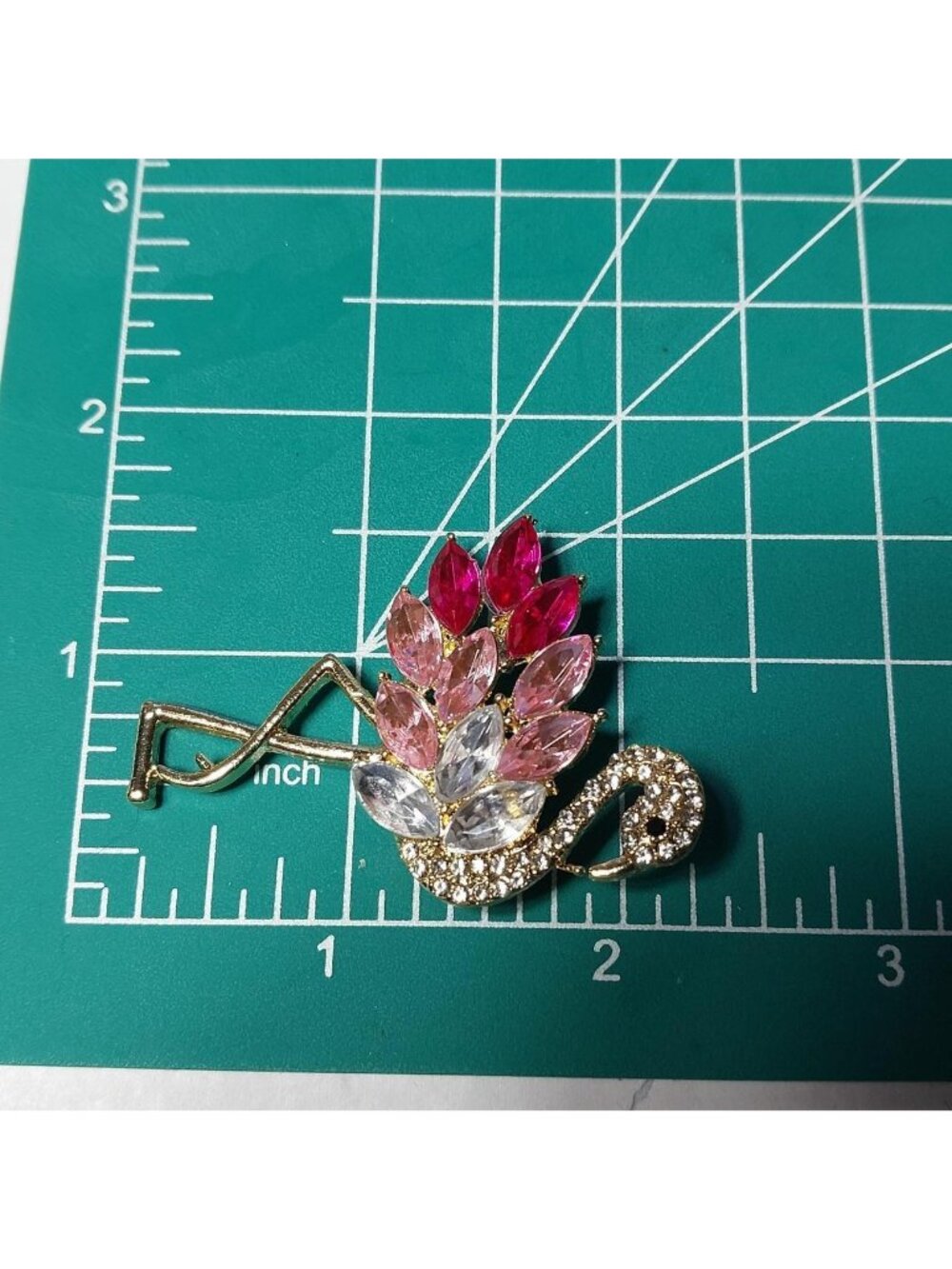 Pink Gold Rhinestone Flamingo Brooch - Picture 5 of 6